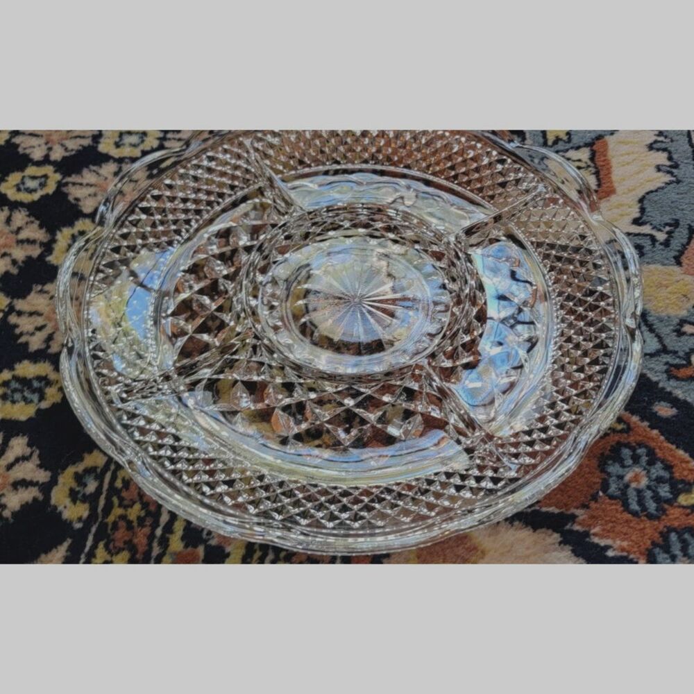 Anchor Hocking 11" Wexford glass 5 Section Relish Veggie Snack Serving Platter